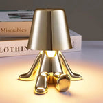 Bedside touch control table lamp, golden figurine decorative LED light, three-level brightness small night light for the room