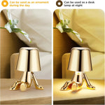 Bedside touch control table lamp, golden figurine decorative LED light, three-level brightness small night light for the room