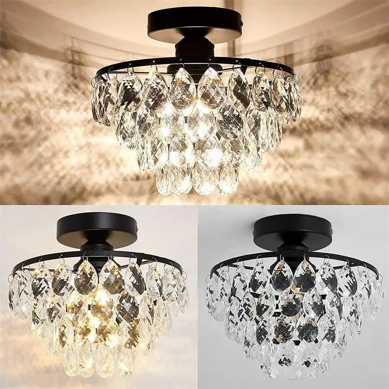 Aveline French Regency Crystal Chandelier – Luxury Gold Semi-Flush Mount Ceiling Light