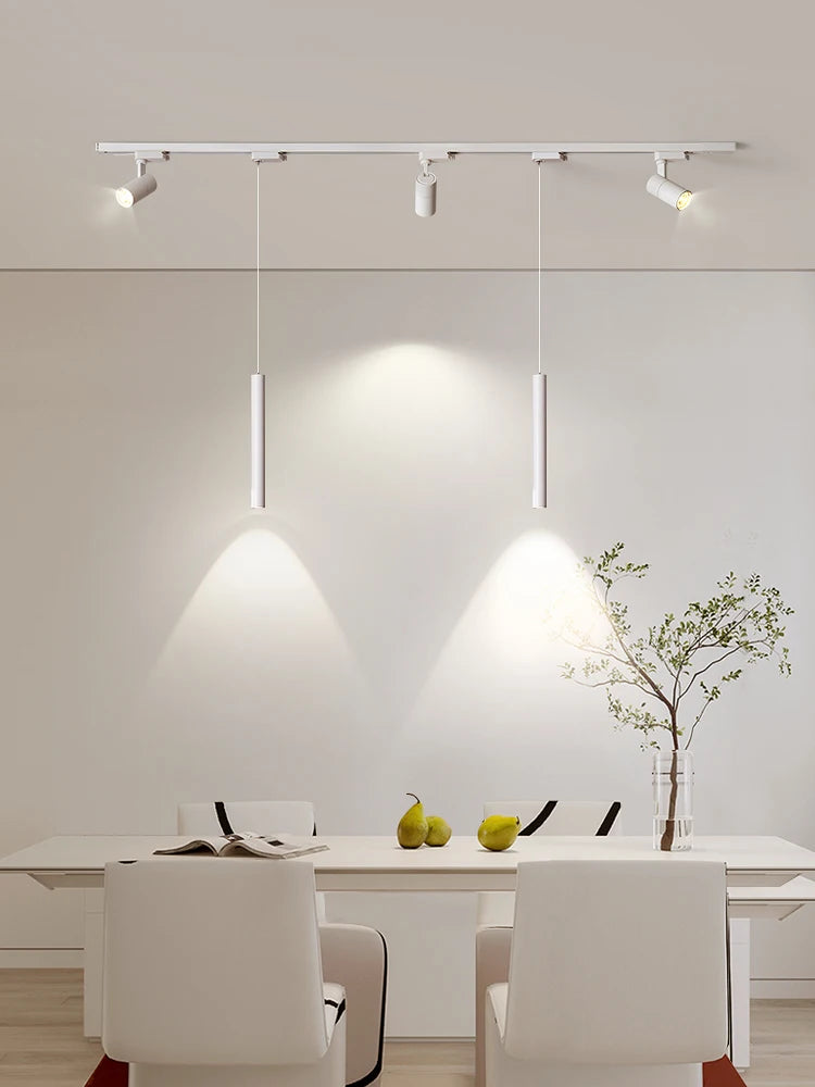 Sora Minimalist Linear Magnetic Pendant – Modular 90-260V Architectural Track Light for Dining & Kitchen Islands