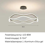 Aria Continuous Double-Wave Chandelier – Luxury Matte Black Ribbon LED Pendant Light