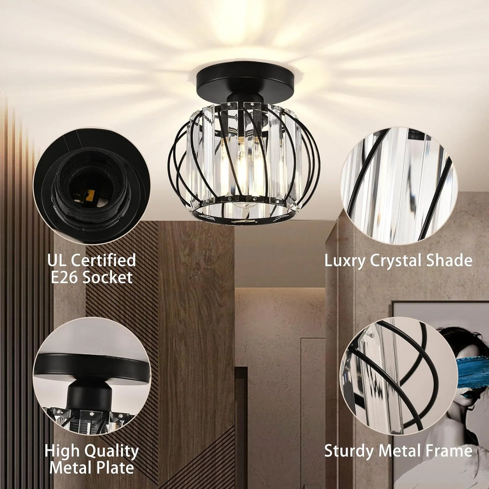Prisma Twirl Crystal Chandelier – Luxury Geometric Semi-Flush Mount Ceiling Lamp
