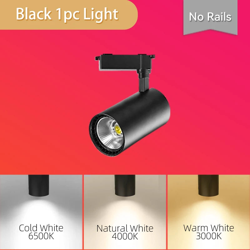 Kuro Modern Architectural Track Lighting – High-Output Aluminum LED Studio Spotlight