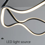 Aria Continuous Double-Wave Chandelier – Luxury Matte Black Ribbon LED Pendant Light