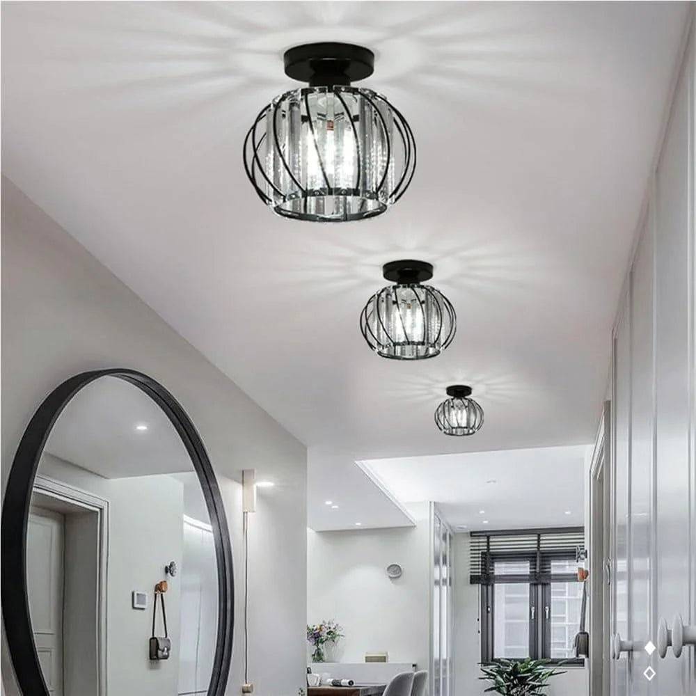Prisma Twirl Crystal Chandelier – Luxury Geometric Semi-Flush Mount Ceiling Lamp