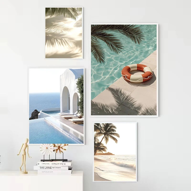Italian Lemon Orange Seaside Beach Waves Scenery Swimming Pool Landscape Poster Canvas Painting Wall Art Pictures Home Decor