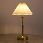 Wireless Cloth Lampshade Table Lamp, Rechargeable Touch Switch Desk Lamp, Replaceable E12 Bulb, 2700K Warm Light