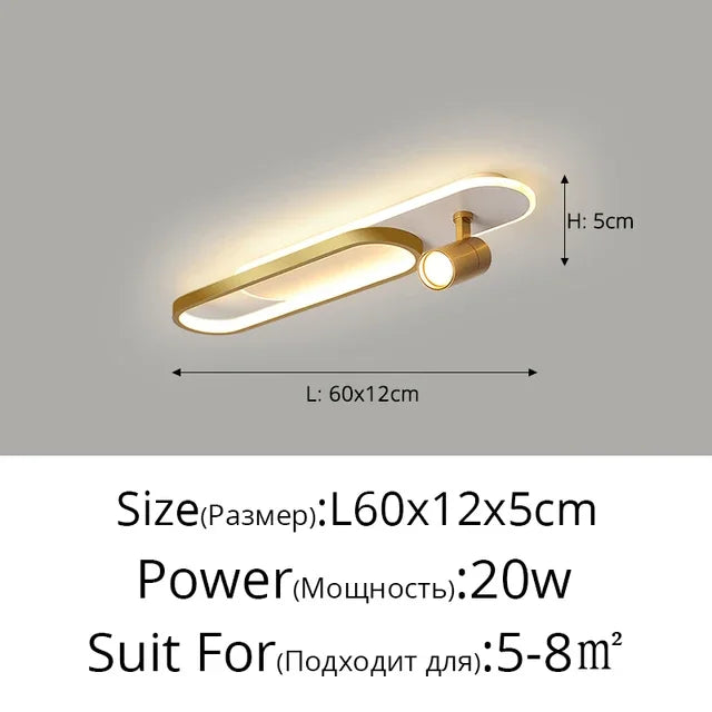 Linea Dual-Zone Track Light – Minimalist LED Long Strip Ceiling Chandelier with Spotlights