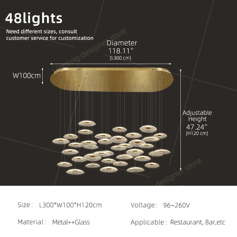 Dining room pendant light Modern villa dining room Kitchen pendant light designer glass Multi-head Hanging Lamp pendant light