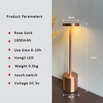 LED Table Lamp Hotel Wireless Rechargeable Desk Lamp Touch Switch Table Lamp Metal Retrolight for Bedroom Living Room Restaurant