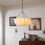 Lumiere Pleated Linen Parasol Chandelier – Retro Wabi-Sabi Sculptural Fabric Pendant Light