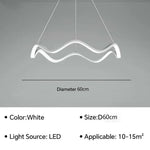Aria Continuous Double-Wave Chandelier – Luxury Matte Black Ribbon LED Pendant Light