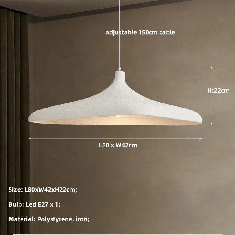 Kaya Fluid Sandstone Pendant – Modern Organic Wabi-Sabi Wide-Brim LED Hanging Light