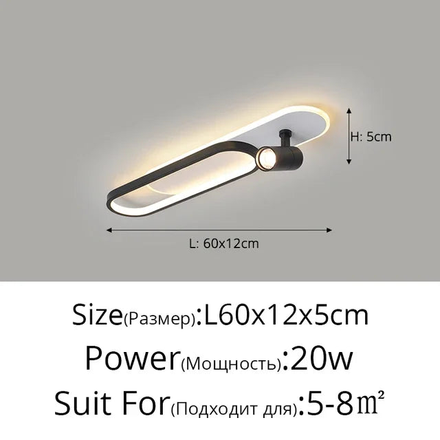 Linea Dual-Zone Track Light – Minimalist LED Long Strip Ceiling Chandelier with Spotlights