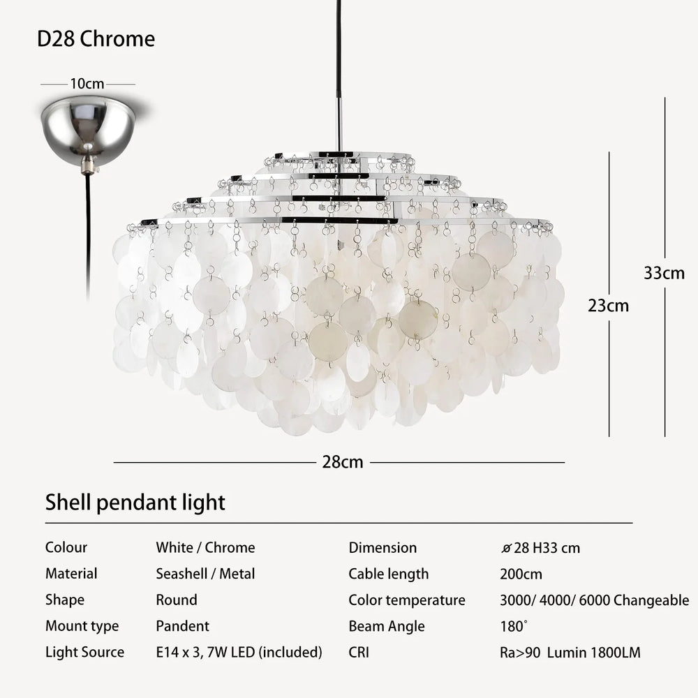 Coquillage Seashell Shell pendant light Danish Vintage Mid-Century CHANDELIER Retro Scandinavian Design Ceiling Lamp fun light
