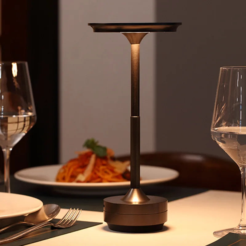 LED Charging Desk Lamp Restaurant Decoration Atmosphere Lamp Retro Portable Cordless Touch USB-C Table Lamp