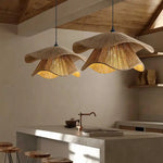 Sora Tiered Wabi-Sabi Rope Pendant – Organic Japanese-Style Wavy Woven Hemp Hanging Light