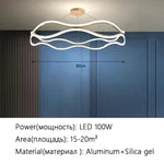 Aria Continuous Double-Wave Chandelier – Luxury Matte Black Ribbon LED Pendant Light