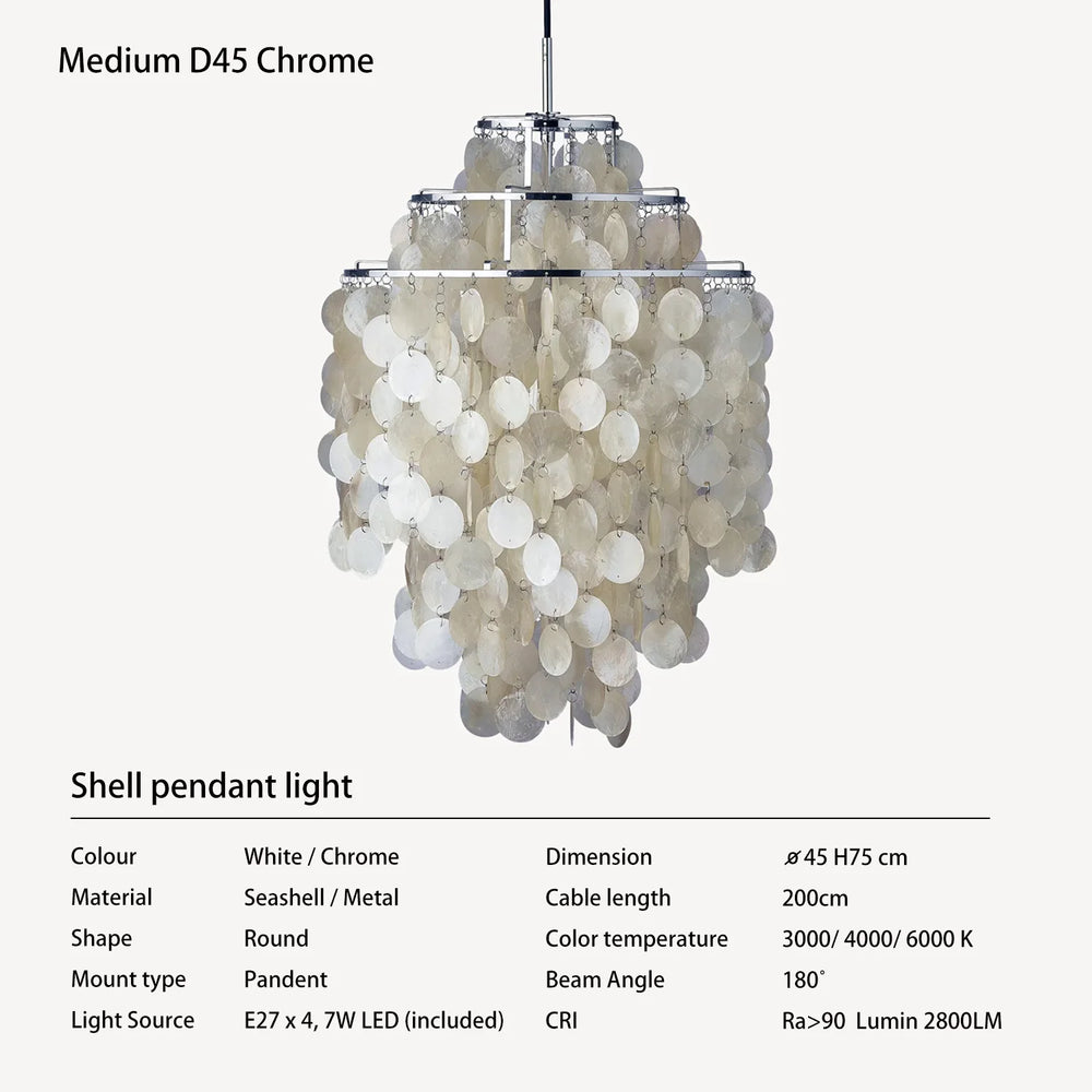 Coquillage Seashell Shell pendant light Danish Vintage Mid-Century CHANDELIER Retro Scandinavian Design Ceiling Lamp fun light