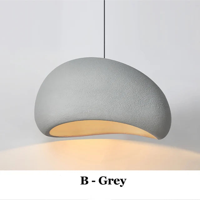 Kira Organic Wabi-Sabi Pendant – Minimalist Textured Travertine-Effect LED Hanging Light