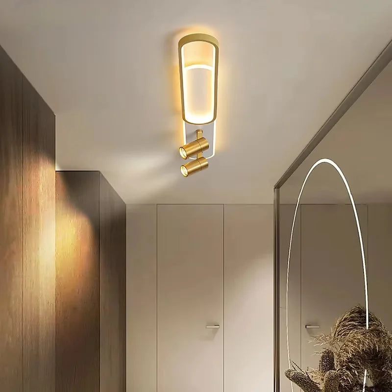 Linea Dual-Zone Track Light – Minimalist LED Long Strip Ceiling Chandelier with Spotlights
