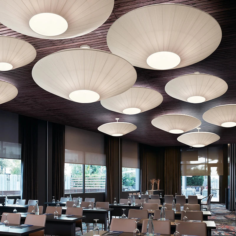 Kumo Pleated Parasol Ceiling Light – Japandi Minimalist Fabric Saucer Semi-Flush Mount