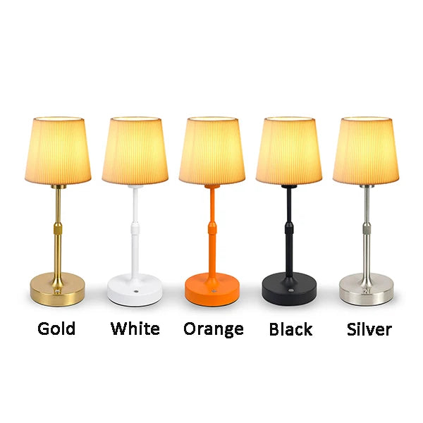 Wireless Cloth Lampshade Table Lamp, Rechargeable Touch Switch Desk Lamp, Replaceable E12 Bulb, 2700K Warm Light