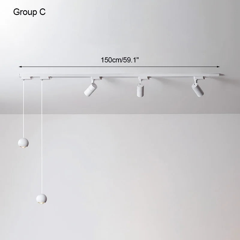 Sora Minimalist Linear Magnetic Pendant – Modular 90-260V Architectural Track Light for Dining & Kitchen Islands