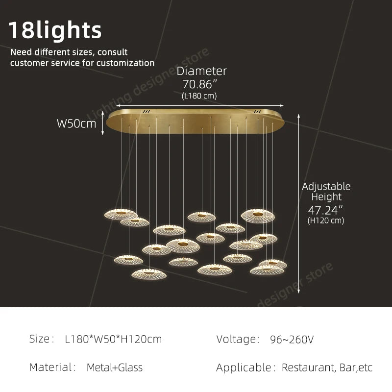 Dining room pendant light Modern villa dining room Kitchen pendant light designer glass Multi-head Hanging Lamp pendant light