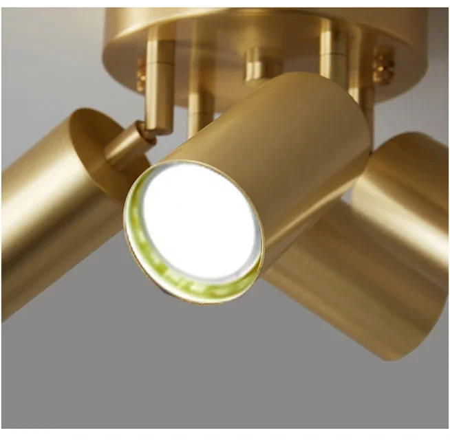 Postmodern Style Ceiling Lamp Spotlight Down Light Iron Gold 2/3/4Heads Aisle Corridor Store Lighting Adjustable Direction