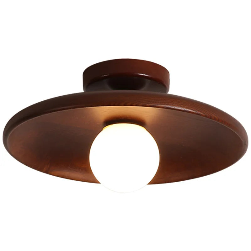 Suri Nordic Wood Flush Mount – Modern Minimalist Geometric LED Ceiling Light