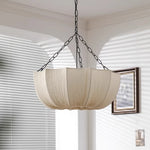 Lumiere Pleated Linen Parasol Chandelier – Retro Wabi-Sabi Sculptural Fabric Pendant Light