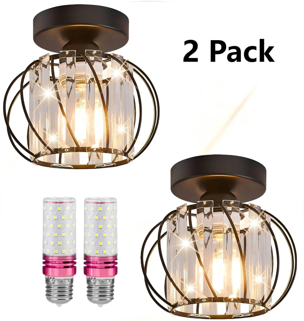 Prisma Twirl Crystal Chandelier – Luxury Geometric Semi-Flush Mount Ceiling Lamp