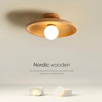 Suri Nordic Wood Flush Mount – Modern Minimalist Geometric LED Ceiling Light