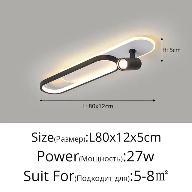Linea Dual-Zone Track Light – Minimalist LED Long Strip Ceiling Chandelier with Spotlights