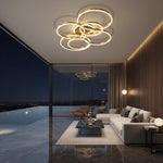 Aurelia Interlocking Halo Chandelier – Modern Minimalist Multi-Ring LED Flush Mount Ceiling Light