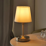 Wireless Cloth Lampshade Table Lamp, Rechargeable Touch Switch Desk Lamp, Replaceable E12 Bulb, 2700K Warm Light