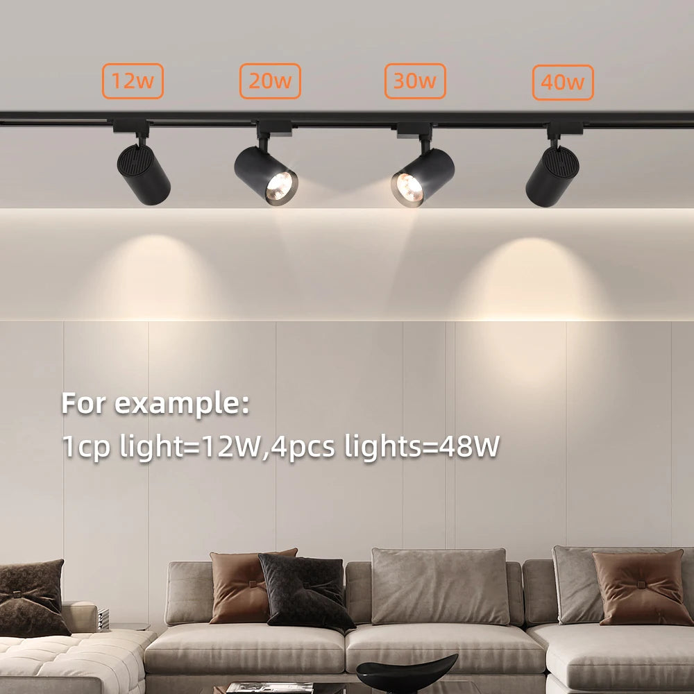 Kuro Modern Architectural Track Lighting – High-Output Aluminum LED Studio Spotlight