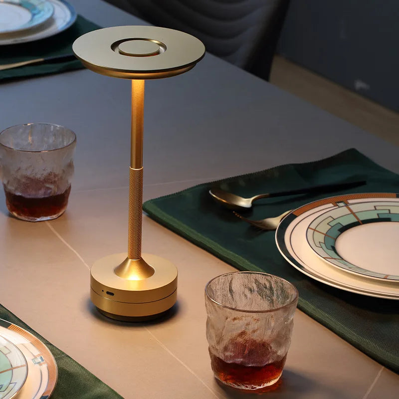 LED Charging Desk Lamp Restaurant Decoration Atmosphere Lamp Retro Portable Cordless Touch USB-C Table Lamp