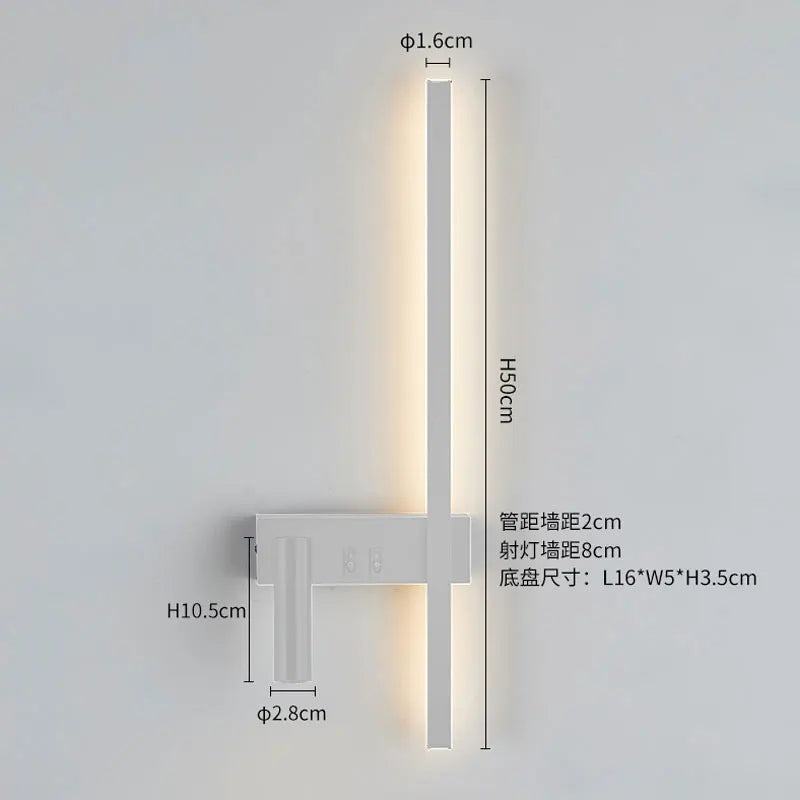 Wall lamp Nordic modern black and white minimalist living room sofa background wall decorative lamp light luxury bedroom bedside