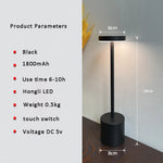 LED Table Lamp Hotel Wireless Rechargeable Desk Lamp Touch Switch Table Lamp Metal Retrolight for Bedroom Living Room Restaurant