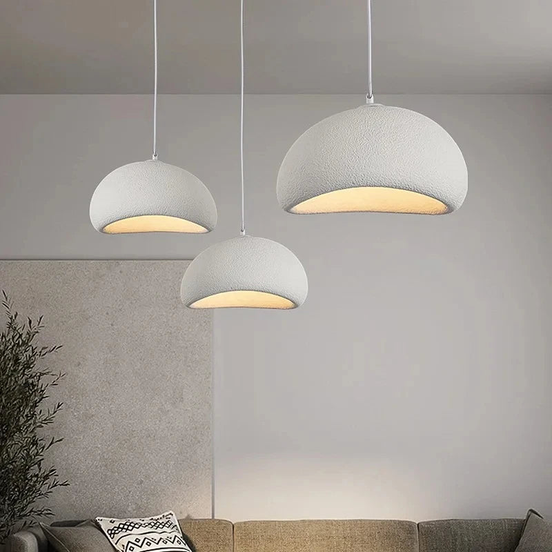 Kira Organic Wabi-Sabi Pendant – Minimalist Textured Travertine-Effect LED Hanging Light