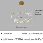 Aria Continuous Double-Wave Chandelier – Luxury Matte Black Ribbon LED Pendant Light