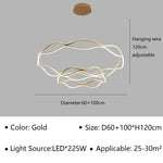 Aria Continuous Double-Wave Chandelier – Luxury Matte Black Ribbon LED Pendant Light