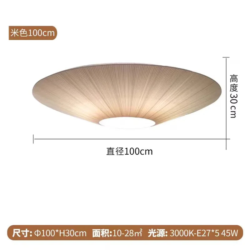 Kumo Pleated Parasol Ceiling Light – Japandi Minimalist Fabric Saucer Semi-Flush Mount