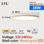 LVL LED Ceiling Light Wood Grain & White 3 in 1 Lighting Colors Home Lighting Kitchen Bedroom Bathroom Round Flush Ceiling Lamp