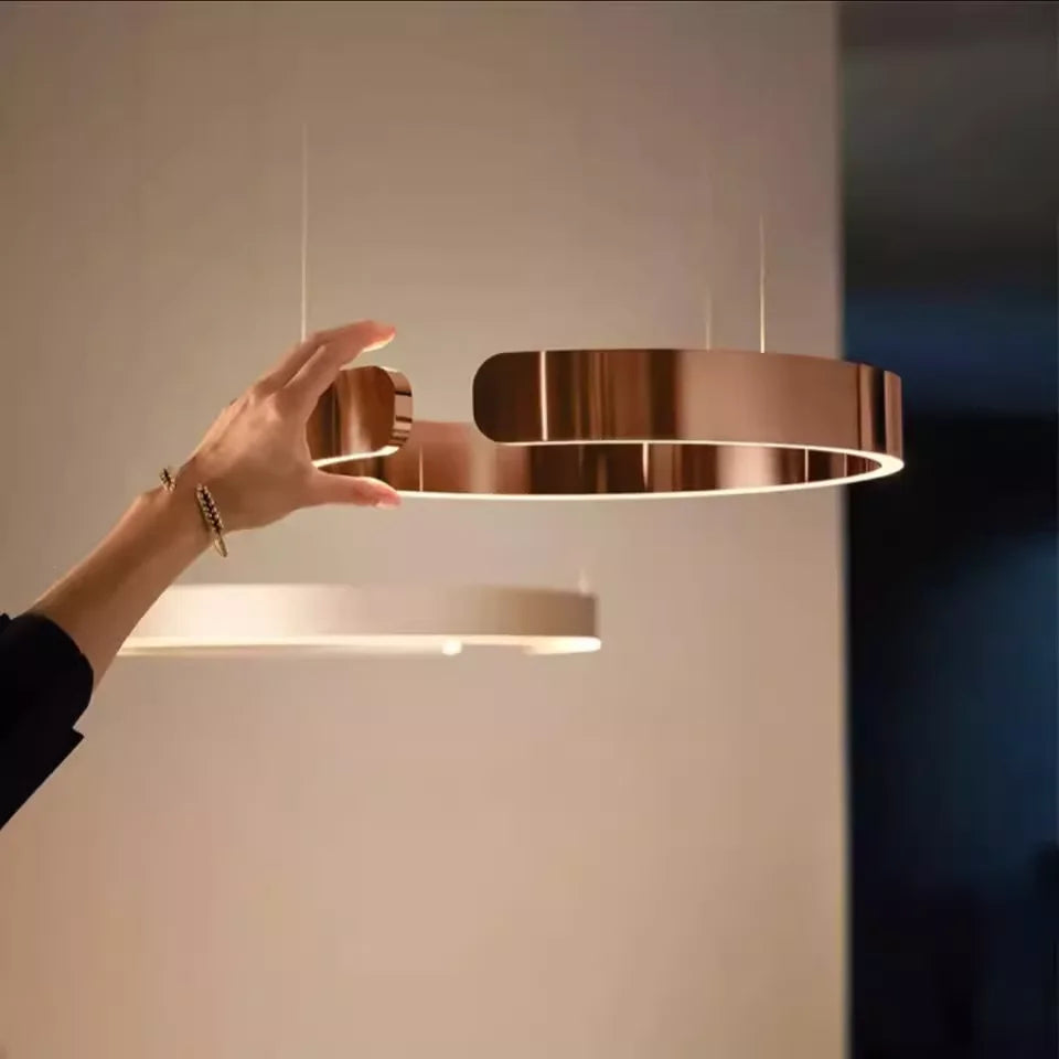 Crescenta Split-Halo Chandelier – Nordic Luxury Open Ring LED Pendant Lamp