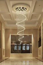 Elysian Cascading Crystal Helix Chandelier – Modern Luxury LED Spiral Pendant for Staircases & Grand Foyers