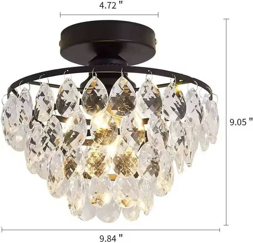 Aveline French Regency Crystal Chandelier – Luxury Gold Semi-Flush Mount Ceiling Light
