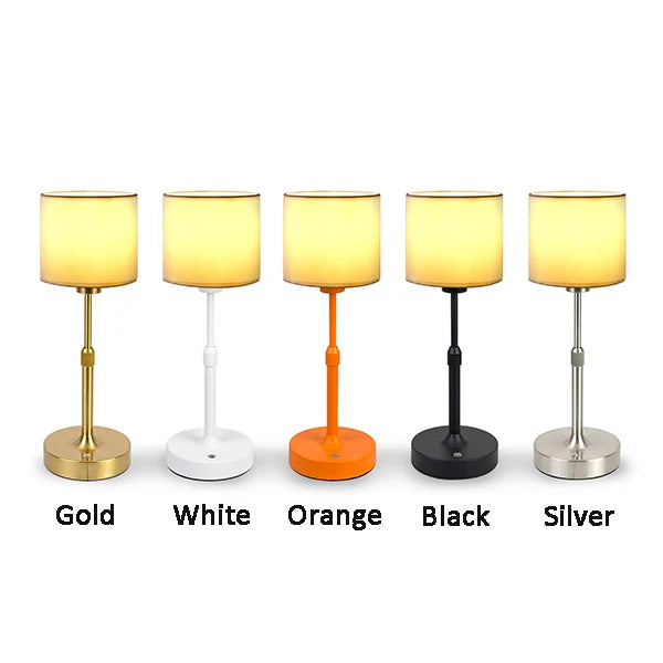 Wireless Cloth Lampshade Table Lamp, Rechargeable Touch Switch Desk Lamp, Replaceable E12 Bulb, 2700K Warm Light